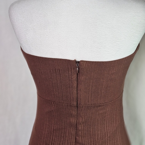 NBD by Revolve Britta Midi Cut Out Dress Brown Strapless Sz S - Picture 6 of 15